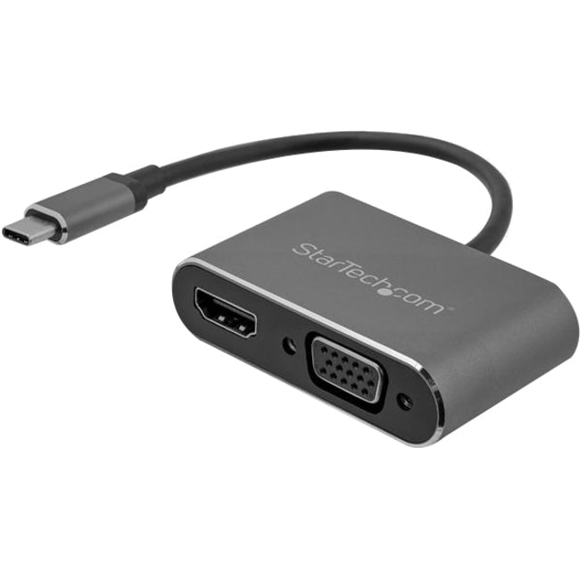 StarTech.com USB C to VGA and HDMI Adapter - Aluminum - USB-C Multiport Adapter - 6 in / 15.24 cm Built-In Cable - CDP2HDVGA