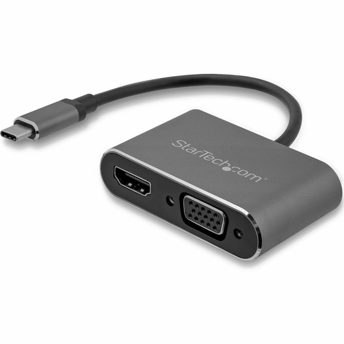 StarTech.com USB C to VGA and HDMI Adapter - Aluminum - USB-C Multiport Adapter - 6 in / 15.24 cm Built-In Cable - CDP2HDVGA