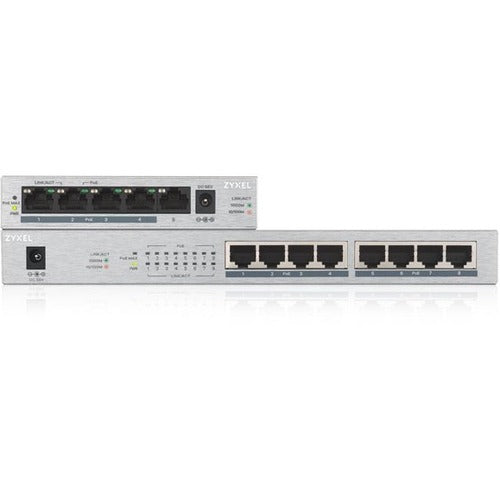 Zyxel 8 Port Gigabit Ethernet Unmanaged POE+ Switch | 8 x PoE+ @ 60W | Plug & Play | Sturdy Metal w/Shielded Ports | Desktop or Wall-Mount | Fanless | Lifetime Warranty | Ethernet Splitter | GS1008HP - GS1008HP