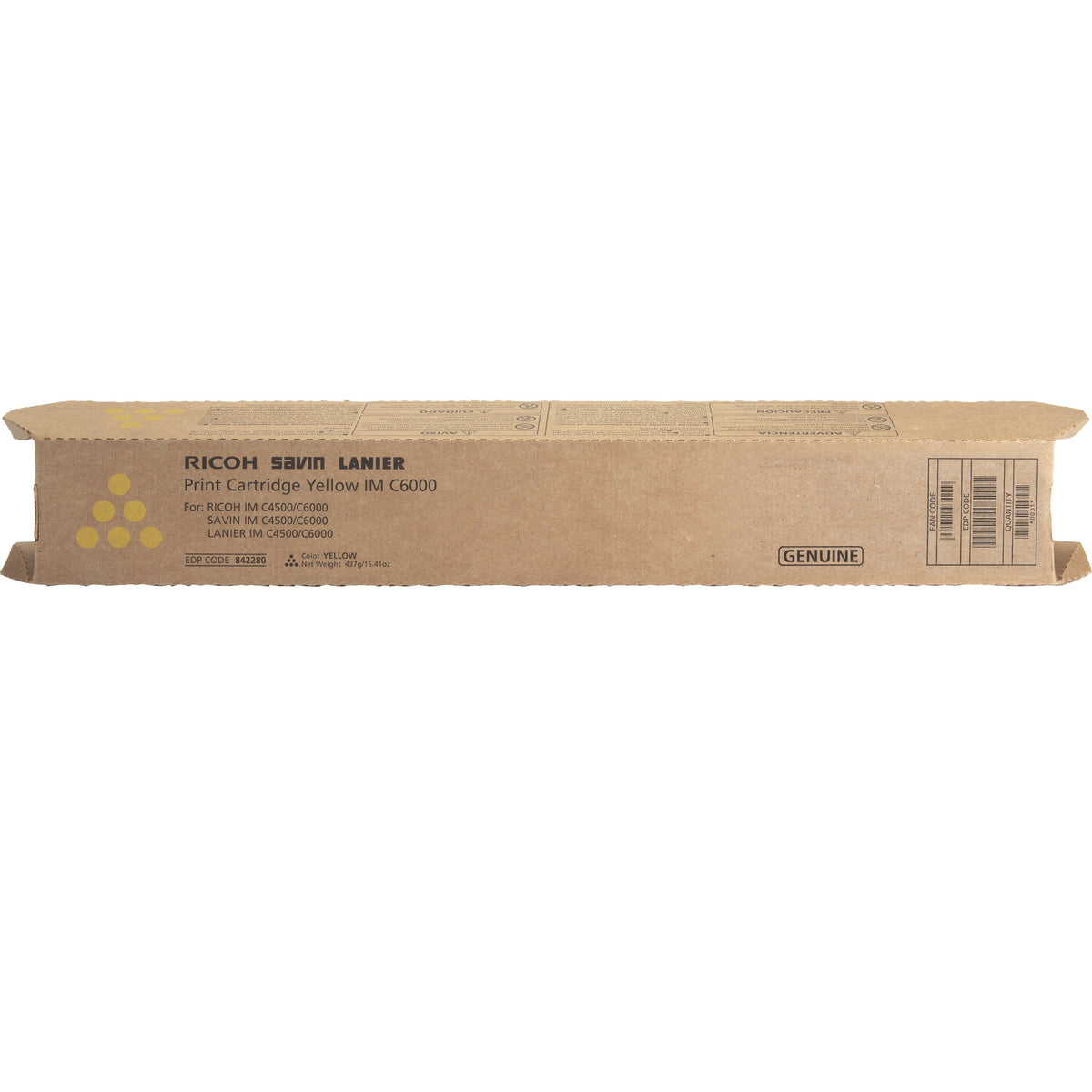 Ricoh Original Laser Toner Cartridge - Yellow - 1 Each - 842280