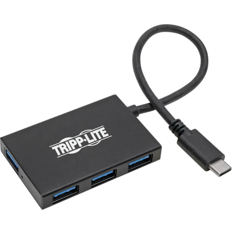 Tripp Lite by Eaton 4-Port USB-C Hub, USB 3.x (5Gbps), 4x USB-A Ports, Aluminum Housing, Black - U460-004-4A-AL