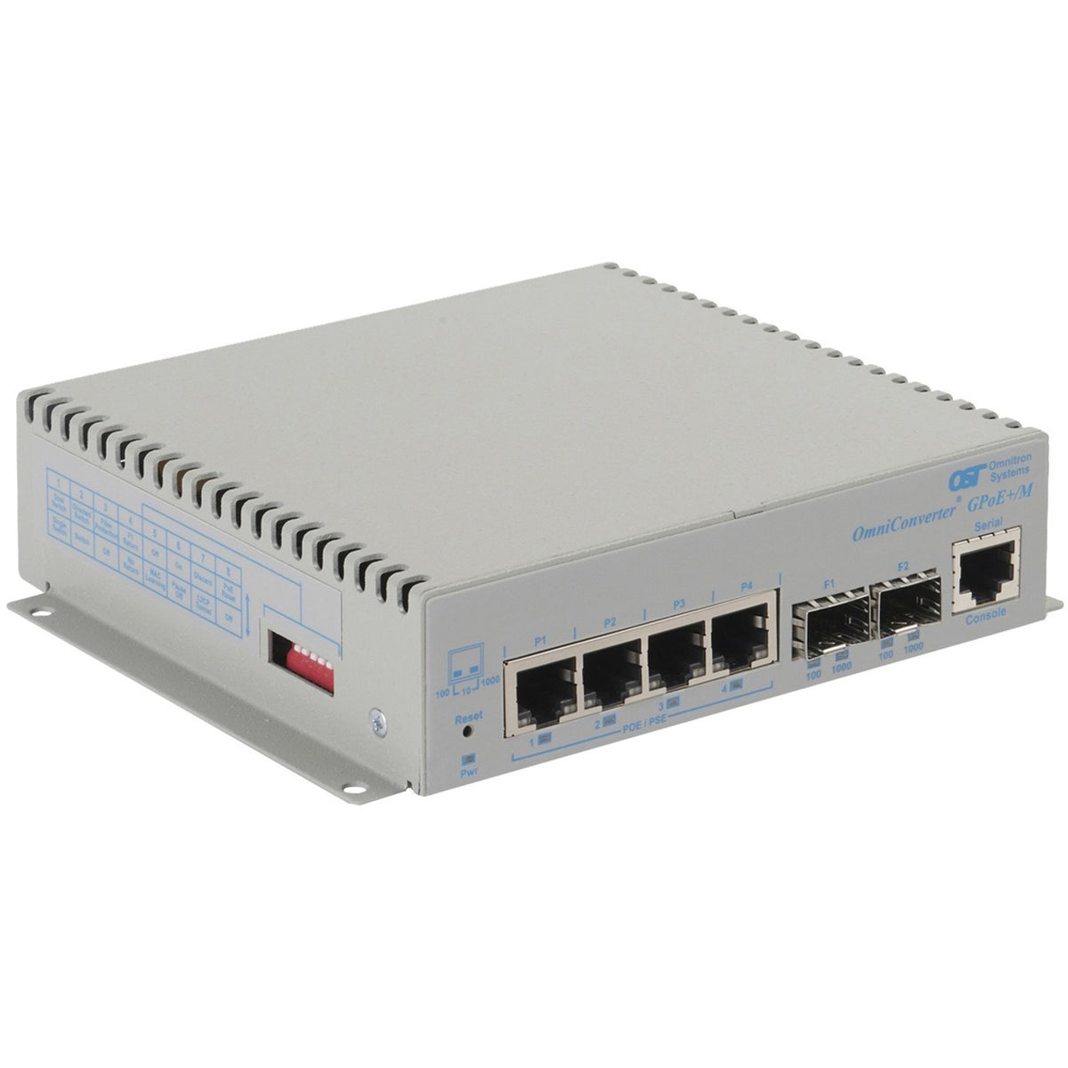 Omnitron Systems OmniConverter Managed Gigabit PoE+, 2xSFP, RJ-45, Ethernet Fiber Switch - 9539-0-24-1