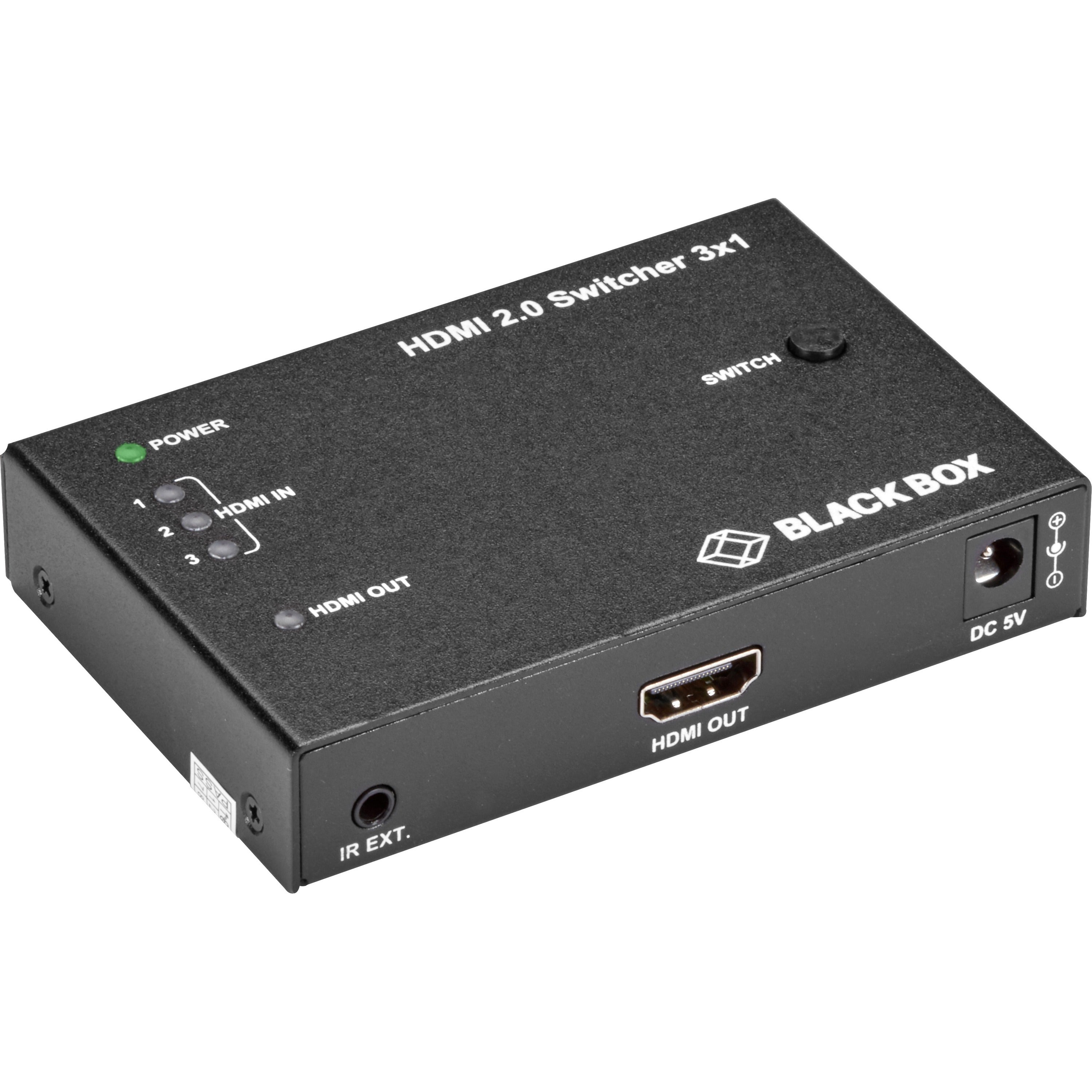 Black Box HDMI 2.0 4K Video Switch - 3x1 - VSW-HDMI2-3X1