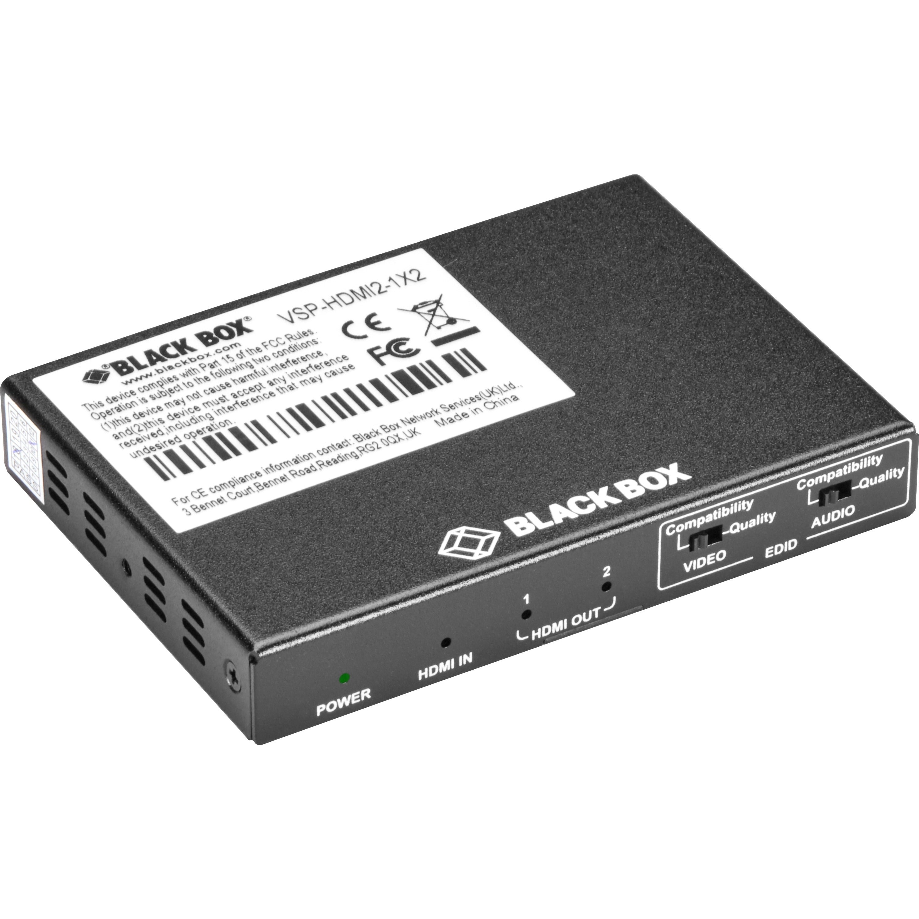Black Box HDMI 2.0 4K60 Splitter - 1x2 - VSP-HDMI2-1X2