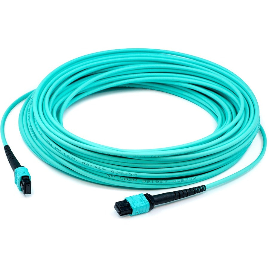 AddOn 4m MPO (Female) to MPO (Female) 12-Strand Aqua OM4 Straight Fiber OFNR (Riser-Rated) Patch Cable - ADD-MPOMPO-4M5OM4S