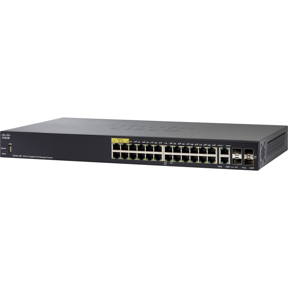 Cisco SG350-28P 28-Port Gigabit PoE Managed Switch - SG350-28P-K9-EU-RF