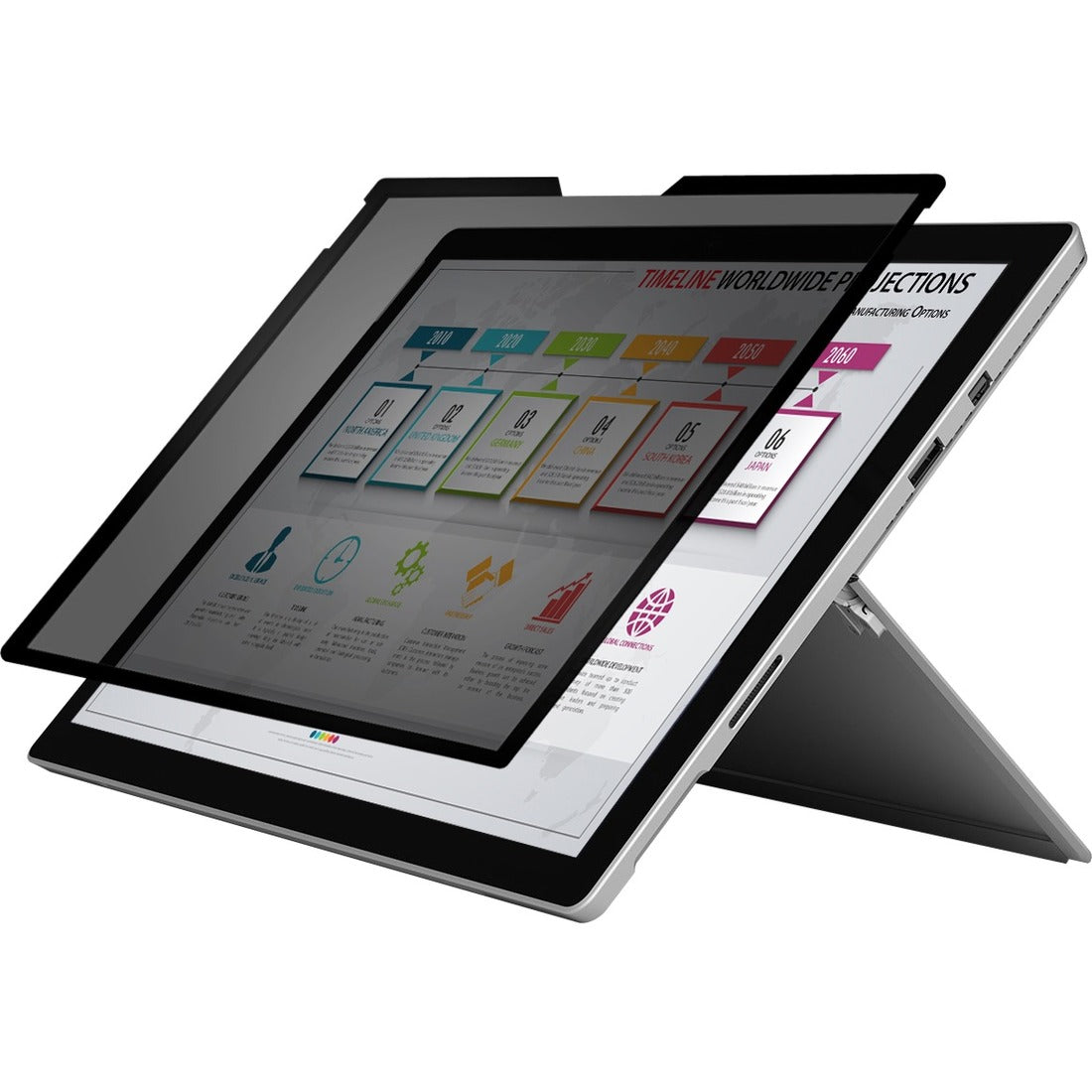 Rocstor PrivacyView&trade; Premium Magnetic Privacy Filter for Microsoft&reg; Surface&reg; Pro 4/5/6 12.3 Tablet - For Surface&reg; Pro 4 / 5 / 6 Landscape Tablet - 3:2 Aspect Ratio - Matte Filter- Unframed - Comparable to PFTMS002- TAA Compliant - Black - For 12.3"LCD Tablet PC - 3:2 - PV00019-B1