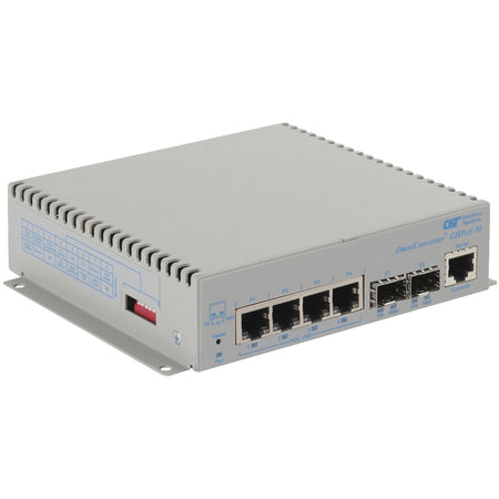 Omnitron Systems OmniConverter Managed Gigabit High Power 60W PoE, 2xSFP, RJ-45, Ethernet Fiber Switch - 3119-0-24-1