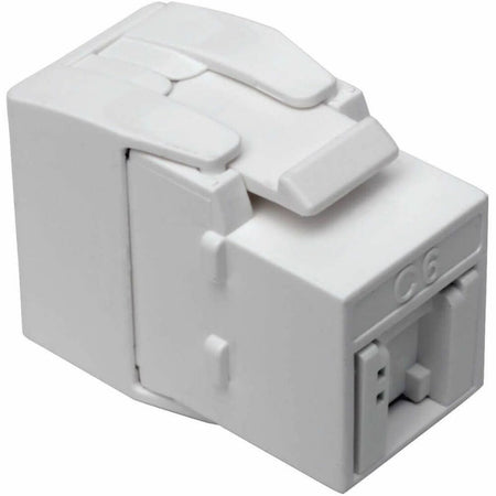 Eaton Tripp Lite Series Keystone Jack Cat6/Cat5e, RJ45, Shuttered, Dust Cap - Toolless, PoE/PoE+ Compliant, White, TAA - N238-001-GY-TF