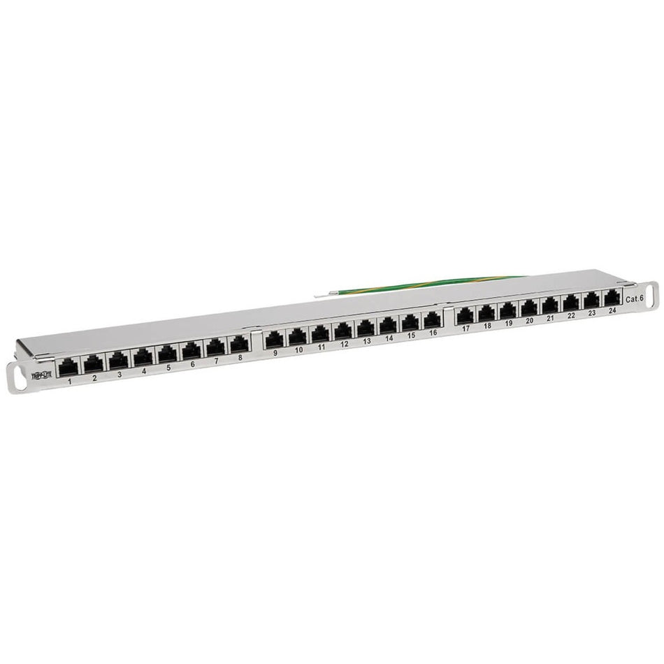 Tripp Lite by Eaton Cat5e/Cat6 24-Port Patch Panel - Shielded, Krone IDC, 568A/B, RJ45 Ethernet, 0.5U Rack-Mount, TAA - N252-024-HU-SHK