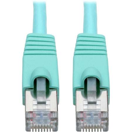 Eaton Tripp Lite Series Cat6a 10G Snagless Shielded STP Ethernet Cable (RJ45 M/M), PoE, Aqua, 30 ft. (9.14 m) - N262-030-AQ
