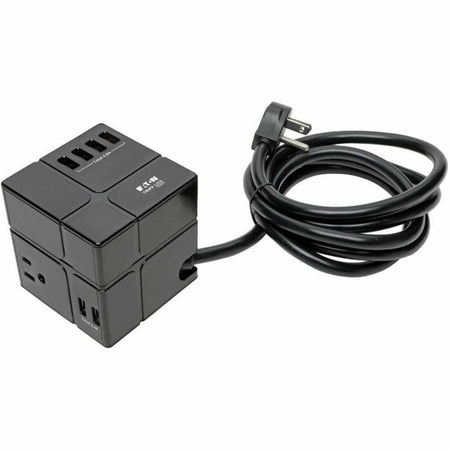 Tripp Lite by Eaton Protect It! 3-Outlet Power Cube Surge Protector - 6 USB-A Ports (7.2A Shared) 6 ft. (1.83 m) Cord 540 Joules Black - TLP366CUBEUSBB