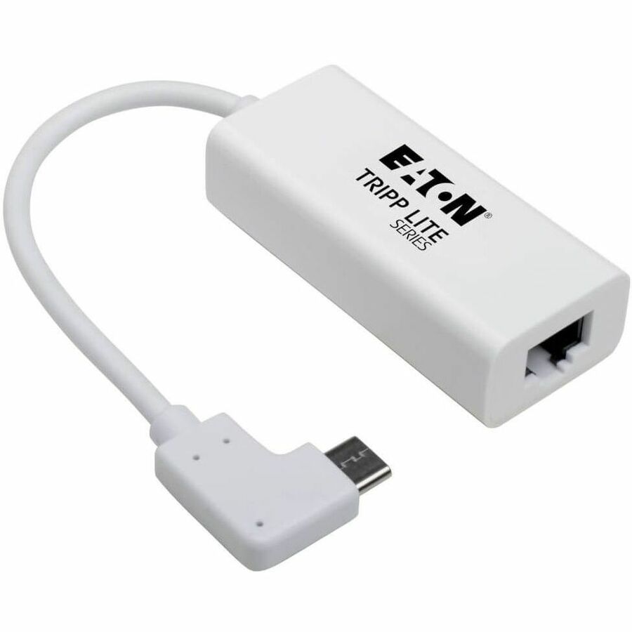 Eaton Tripp Lite Series USB-C to Gigabit Network Adapter with Right Angle USB-C, Thunderbolt 3 Compatibility - White - U436-06N-GBW-RA