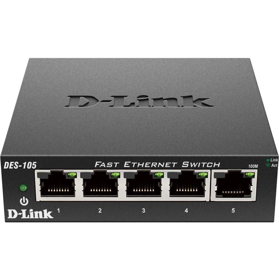 D-Link DES-105 5-Port 10/100 Unmanaged Metal Desktop Switch - DES-105