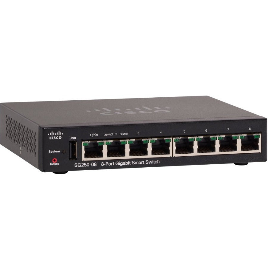 Cisco SG250-08 8-Port Gigabit Smart Switch - SG250-08-K9-NA-RF