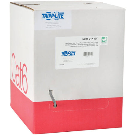 Eaton Tripp Lite Series Cat6 Gigabit Solid Core Plenum-Rated UTP CMP PVC Bulk Ethernet Cable, Gray, 1000 ft. (304.8 m) - N224-01K-GY