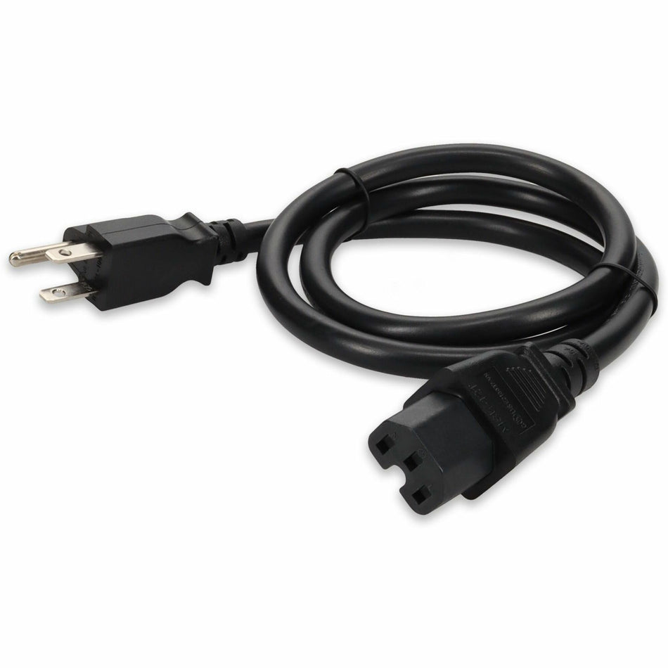 Addon 6ft NEMA 5-15P Male to C15 Female 14AWG 100-250V at 15A Black Power Cable - ADD-515P2C1514AWG6FT