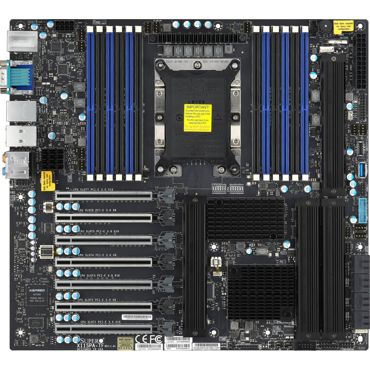 Supermicro X11SPA-TF Workstation Motherboard - Intel C621 Chipset - Socket P LGA-3647 - Extended ATX - MBD-X11SPA-TF-O