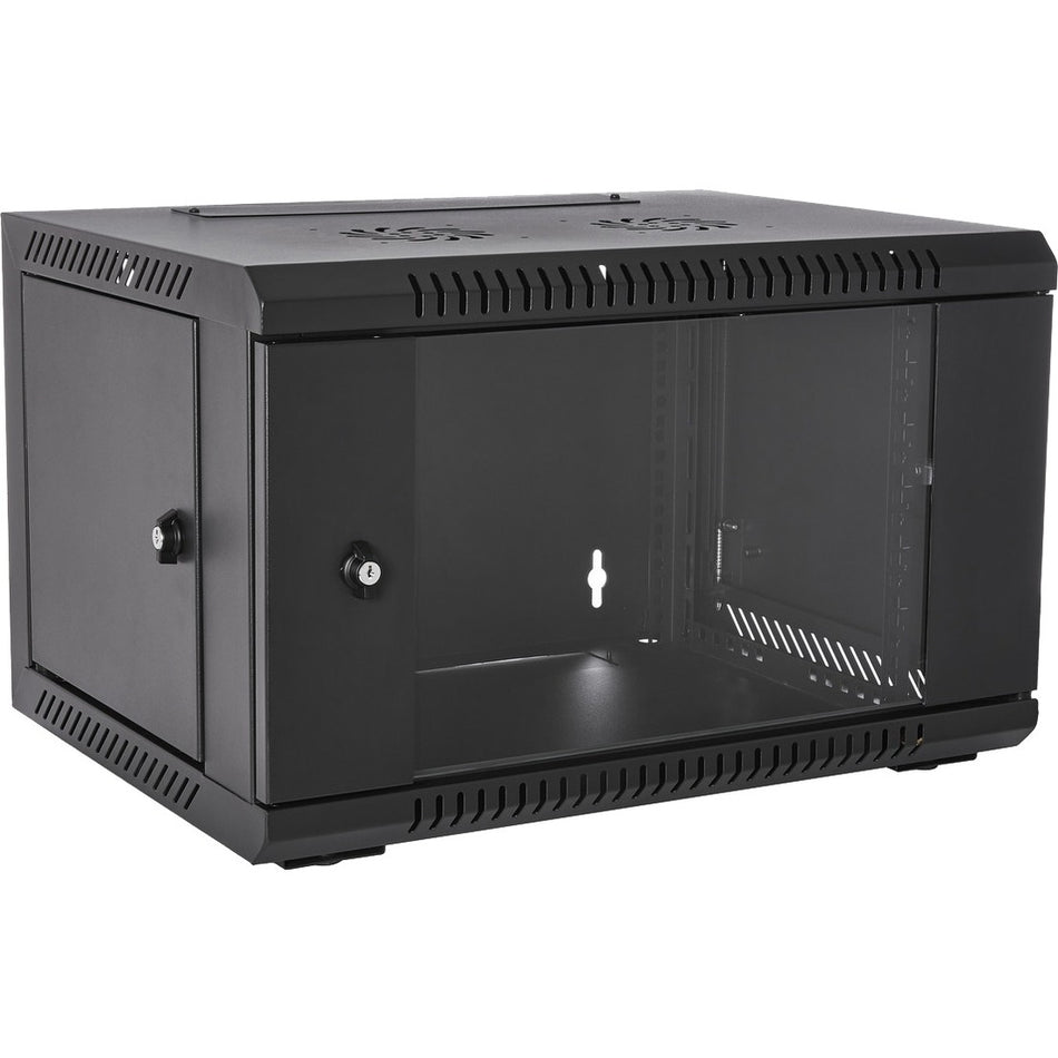 V7 6U Rack Wall Mount Glass Door Enclosure - RMWC6UG-1N