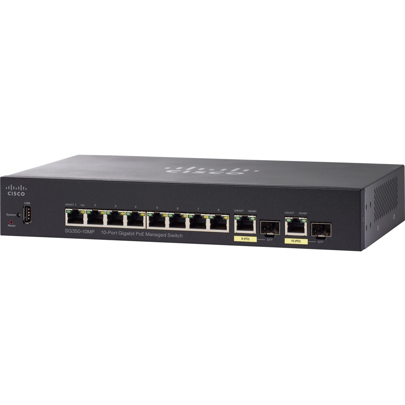 Cisco SG350-10MP 10-Port Gigabit PoE Managed Switch - SG350-10MP-K9NA-RF