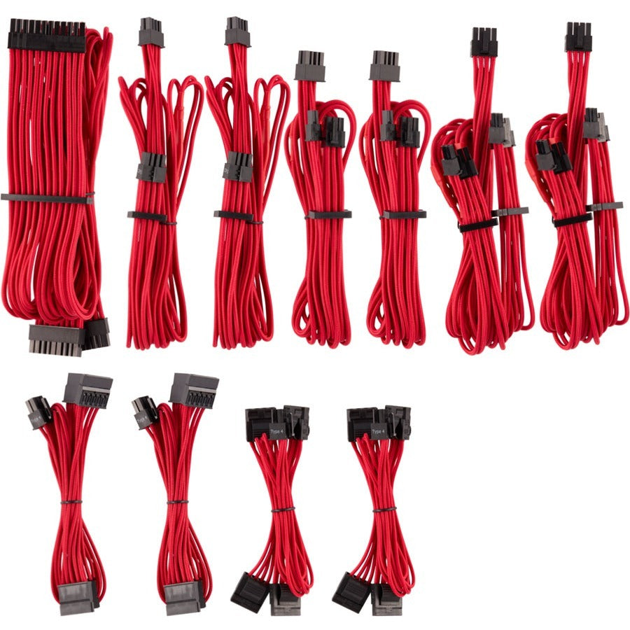 Corsair Premium Individually Sleeved PSU Cables Pro Kit Type 4 Gen 4 - Red - CP-8920223