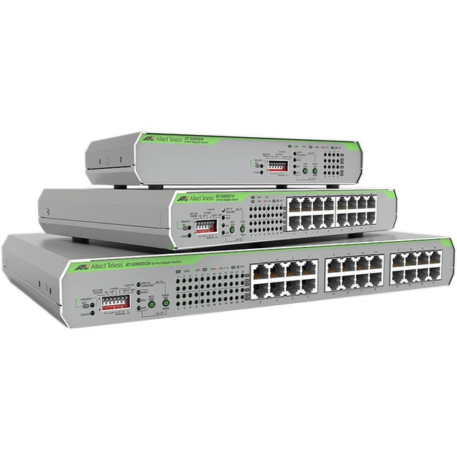 Allied Telesis 8-port 10/100/1000T POE+ Unmanaged Switch with Internal PSU - AT-GS920/8PS-10