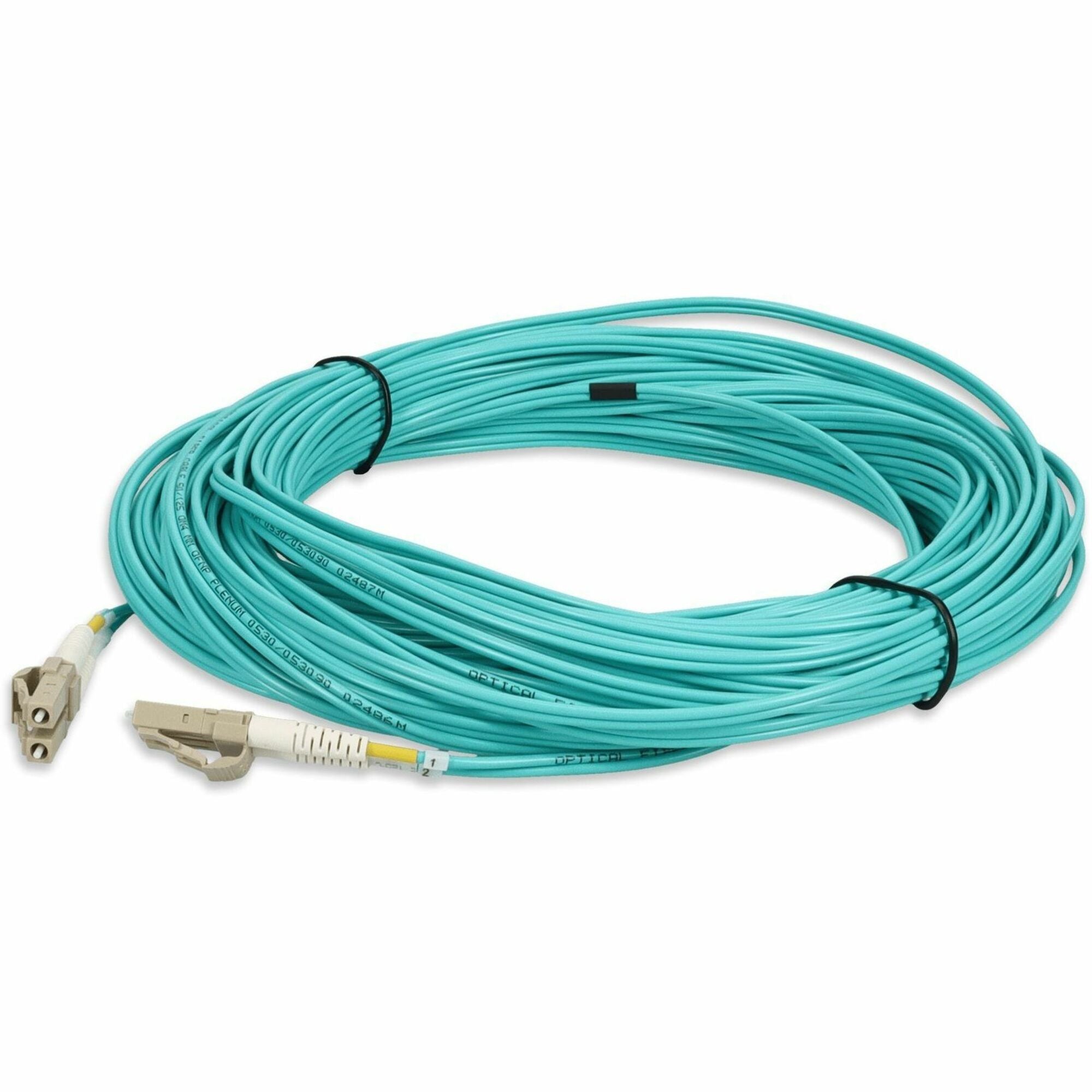 AddOn 31m LC to LC Aqua OM4 Duplex OFNP (Plenum-Rated) Fiber Patch Cable - ADD-LC-LC-31M5OM4P