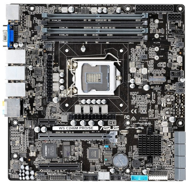 Asus WS C246M PRO/SE Workstation Motherboard - Intel C246 Chipset - Socket H4 LGA-1151 - Micro ATX - WS C246M PRO/SE