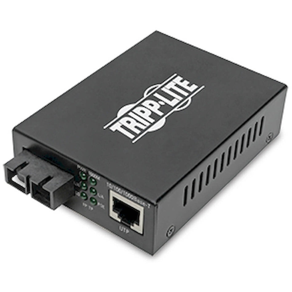 Eaton Tripp Lite Series Gigabit Multimode Fiber to Ethernet Media Converter, POE+ - 10/100/1000 SC, 850 nm, 550M (1804.46 ft.) - N785-P01-SC-MM1