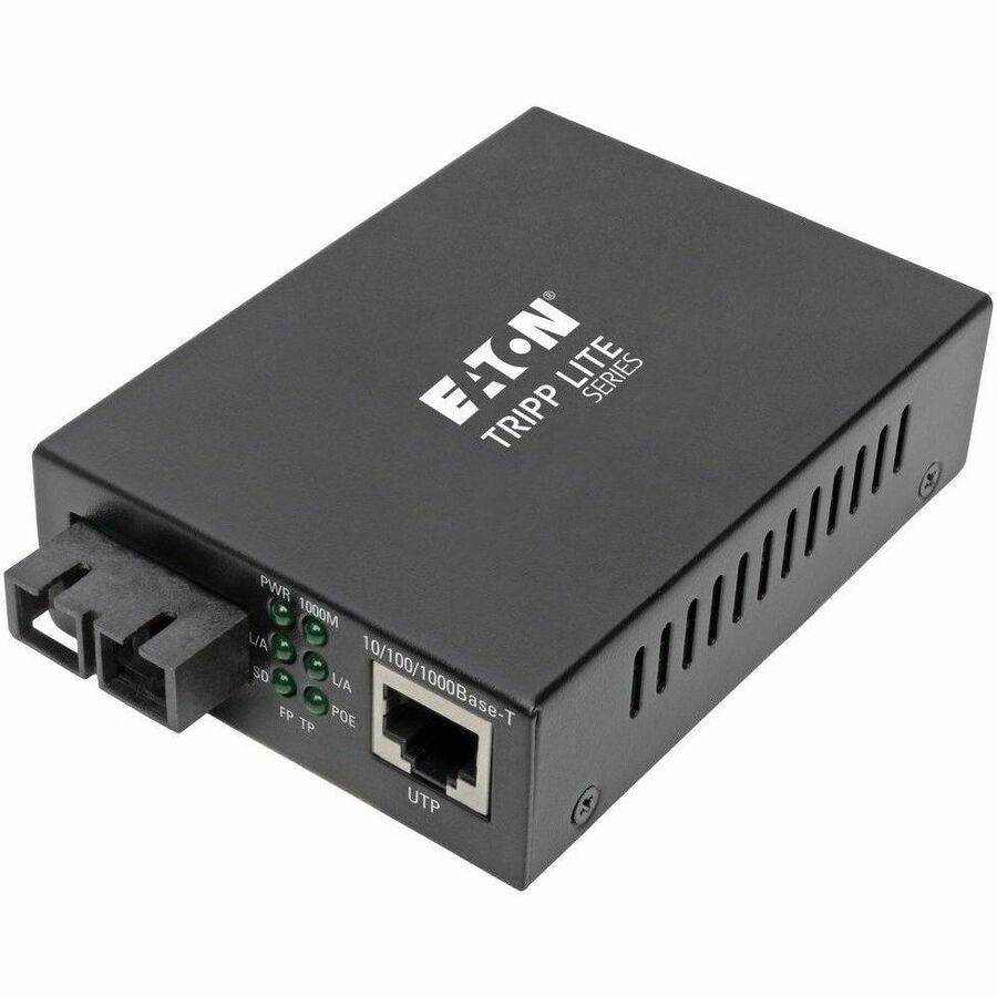 Tripp Lite by Eaton Gigabit Singlemode Fiber to Ethernet Media Converter POE+ - 10/100/1000 SC 1310 nm 20 km (12.4 mi.) - N785-P01-SC-SM1