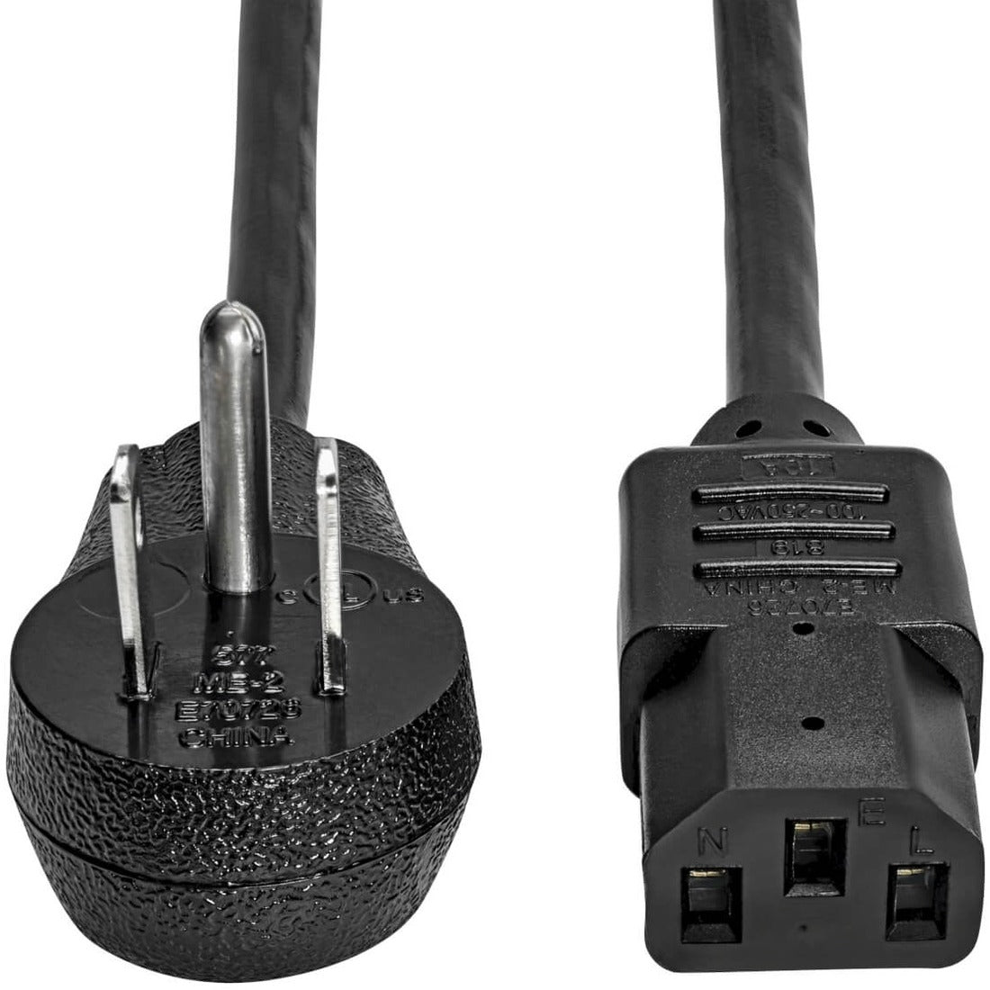 Eaton Tripp Lite Series Desktop Computer AC Power Cord, Right-Angle NEMA 5-15P to C13 - 10A, 125V, 18 AWG, 3 ft. (0.91 m), Black - P006-003-15D