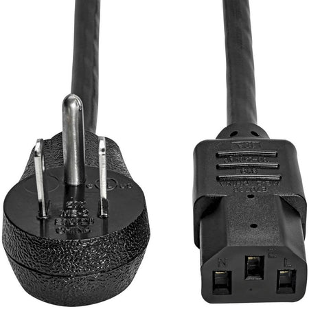Eaton Tripp Lite Series Desktop Computer AC Power Cord, Right-Angle NEMA 5-15P to C13 - 10A, 125V, 18 AWG, 3 ft. (0.91 m), Black - P006-003-15D