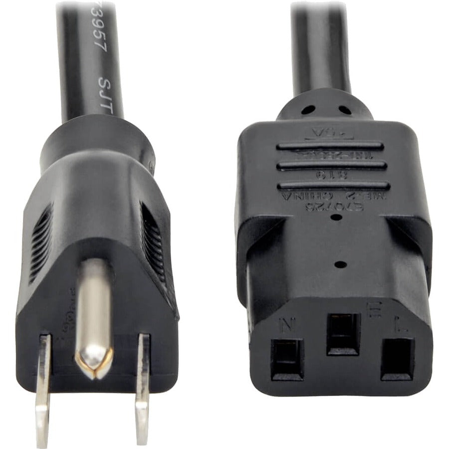 Eaton Tripp Lite Series Computer Power Cord, Right-Angle NEMA 5-15P to C13 - Heavy-Duty, 15A, 125V, 14 AWG, 6 ft. (1.83 m), Black - P007-006-15D
