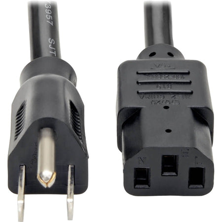 Eaton Tripp Lite Series Computer Power Cord, Right-Angle NEMA 5-15P to C13 - Heavy-Duty, 15A, 125V, 14 AWG, 6 ft. (1.83 m), Black - P007-006-15D