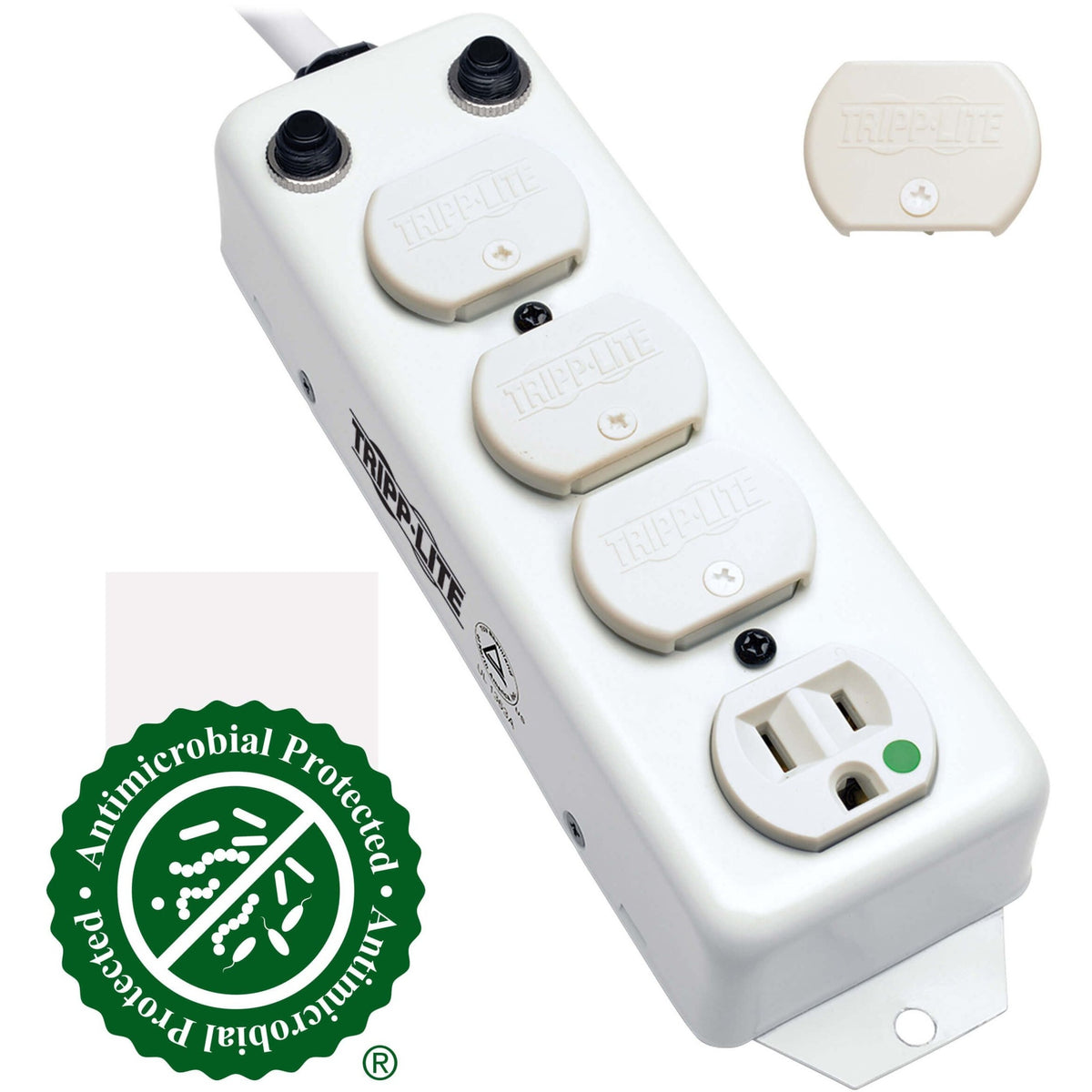 Eaton Tripp Lite Series Safe-IT UL 1363A Medical-Grade Power Strip for Patient-Care Vicinity, 4 Hospital-Grade Outlets, 15 ft. Right-Angle Cord - PS-415-HG-OEMRA