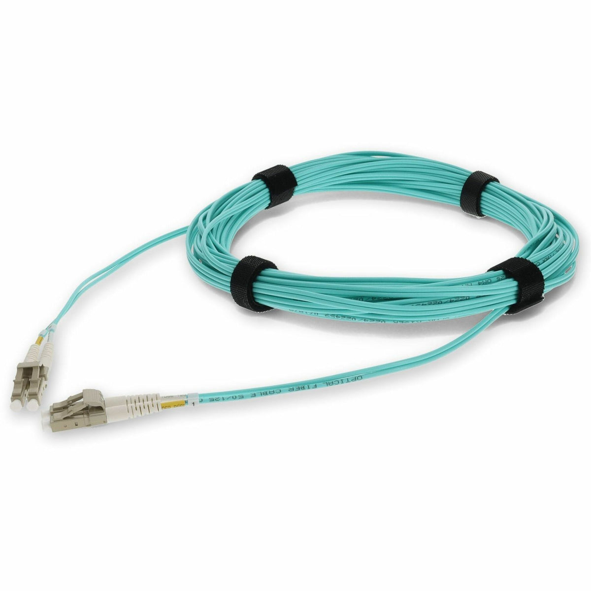 AddOn 2m LC to LC Aqua OM4 Duplex Microboot, Snagless OFNR (Riser-Rated) Fiber Patch Cable - ADD-LC-LC-MB2M5OM4
