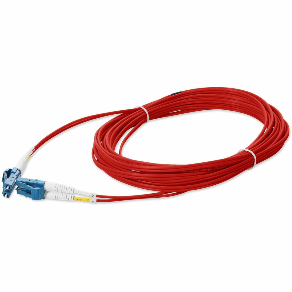 AddOn 1m LC to LC Red OS2 Duplex OFNR (Riser-Rated) SMF Fiber Patch Cable - ADD-LC-LC-1M9SMF-RD