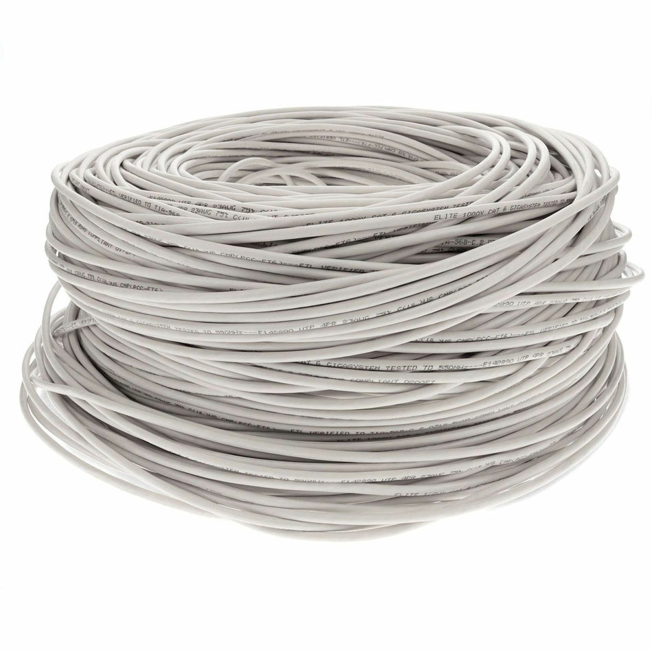 AddOn 1000ft Non-Terminated White CAT 6 PVC Bulk Cable - ADD-CAT6BULK1K-WE