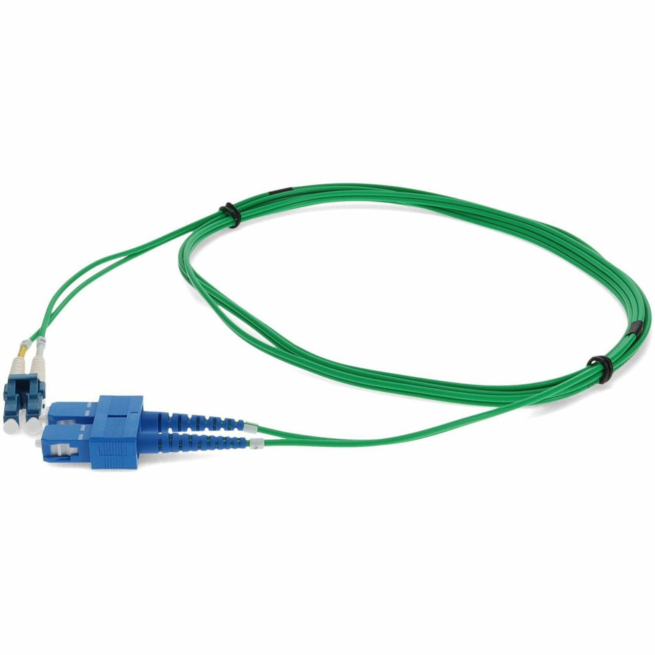 AddOn 10m SC to LC Green OS2 Duplex OFNR (Riser-Rated) SMF Fiber Patch Cable - ADD-SC-LC-10M9SMF-GN
