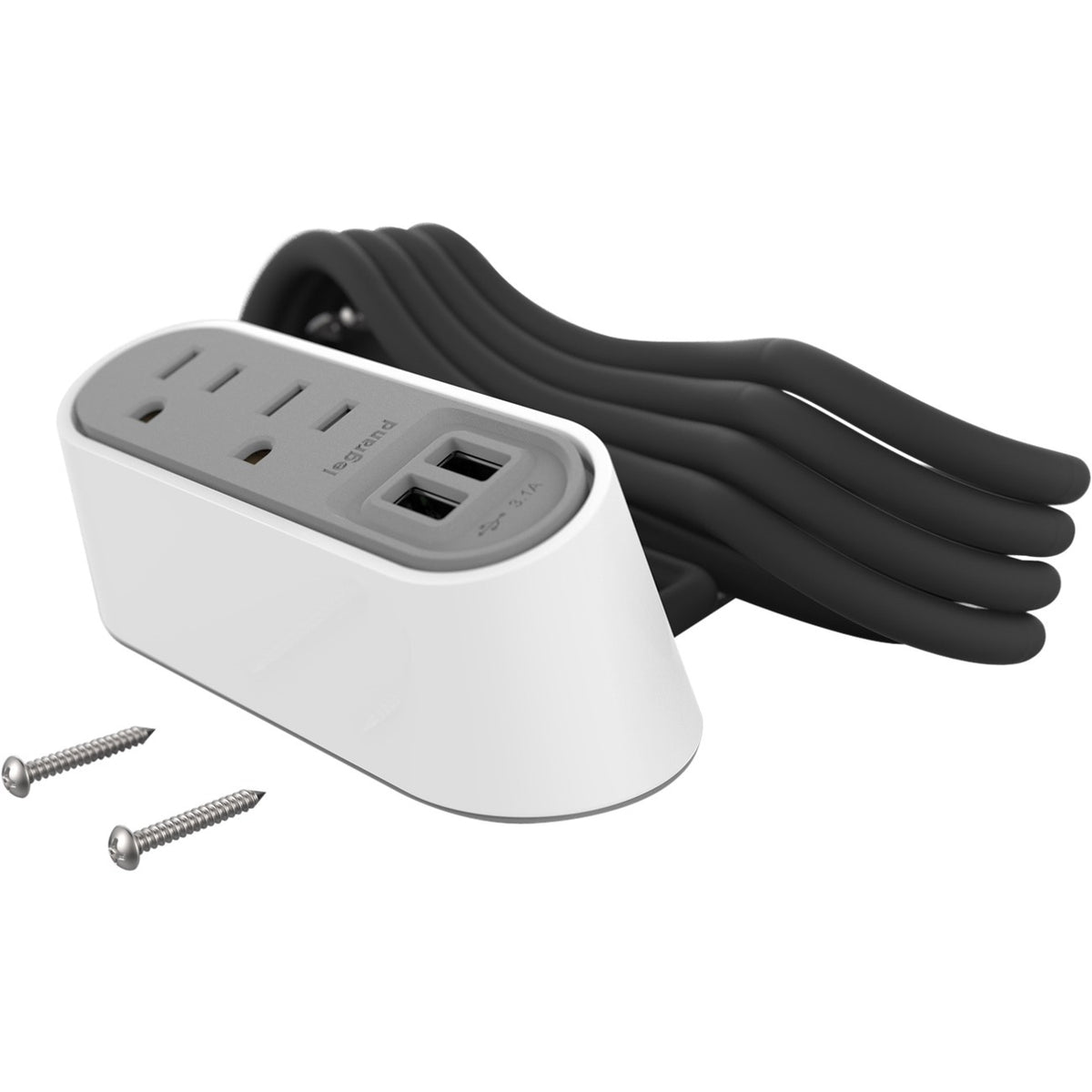 Wiremold Desktop Power Center Slim 2 Outlet 2 USB White/Gray - WSPC220WH