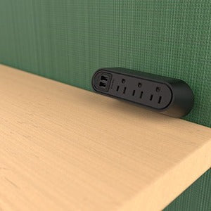 Wiremold Desktop Power Center Slim 3 Outlet 2 USB Black - WSPC320BK