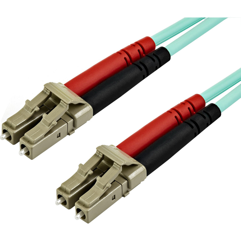 StarTech.com 15m (50ft) LC/UPC to LC/UPC OM3 Multimode Fiber Optic Cable, Full Duplex Zipcord Fiber, 100Gbps, LOMMF, LSZH Fiber Patch Cord - A50FBLCLC15