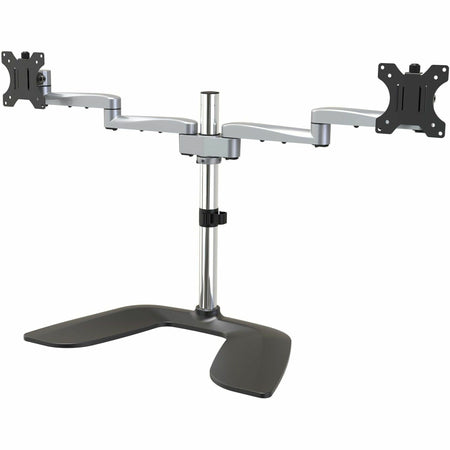 StarTech.com Dual Monitor Stand, Ergonomic Desktop Monitor Stand for up to 32"(17.6lb/8kg) VESA Displays, Free-Standing Adjustable, Silver - ARMDUALSS