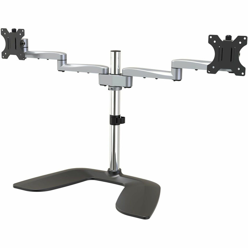 StarTech.com Dual Monitor Stand, Ergonomic Desktop Monitor Stand for up to 32"(17.6lb/8kg) VESA Displays, Free-Standing Adjustable, Silver - ARMDUALSS