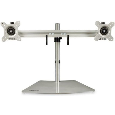 StarTech.com Dual Monitor Stand, Free Standing Desktop Pole Stand for 2x 24" (17.6lb/8kg) VESA Mount Displays, Height Adjustable, Silver - ARMDUOSS