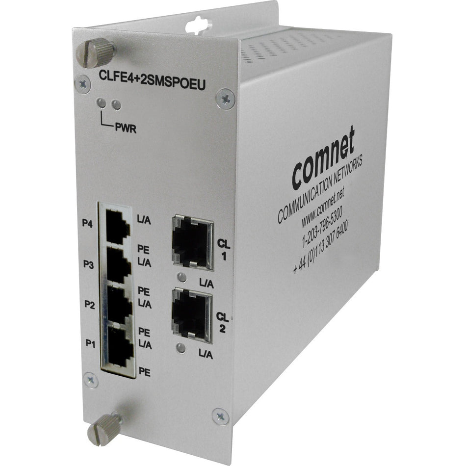 ComNet 10/100TX Drop/Insert/Repeat 4TX/2EX Self-Managed Switch with PoE+ - CLFE4+2SMSPOEC