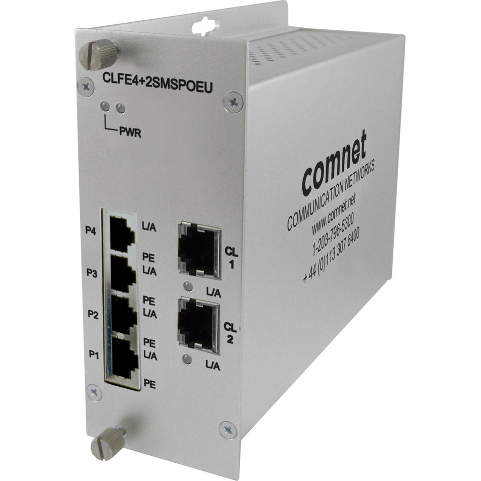 ComNet 10/100TX Drop/Insert/Repeat 4TX/2EX Self-Managed Switch with PoE+ - CLFE4+2SMSPOEU