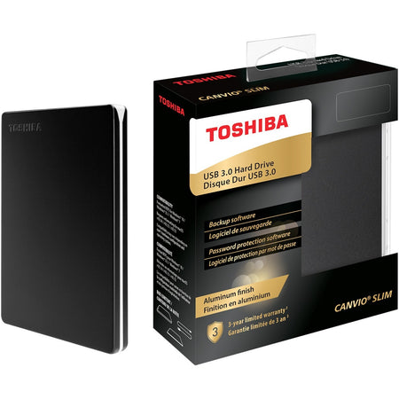 Toshiba Canvio Slim HDTD310XK3DA 1 TB Portable Hard Drive - External - HDTD310XK3DA