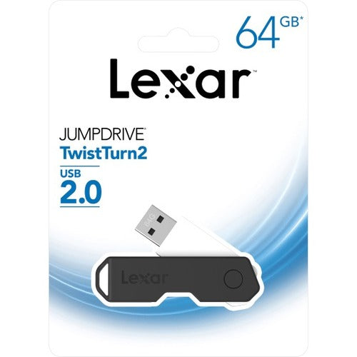 Lexar 64GB JumpDrive TwistTurn2 USB 2.0 Flash Drive - LJDTT2-64GABNABK