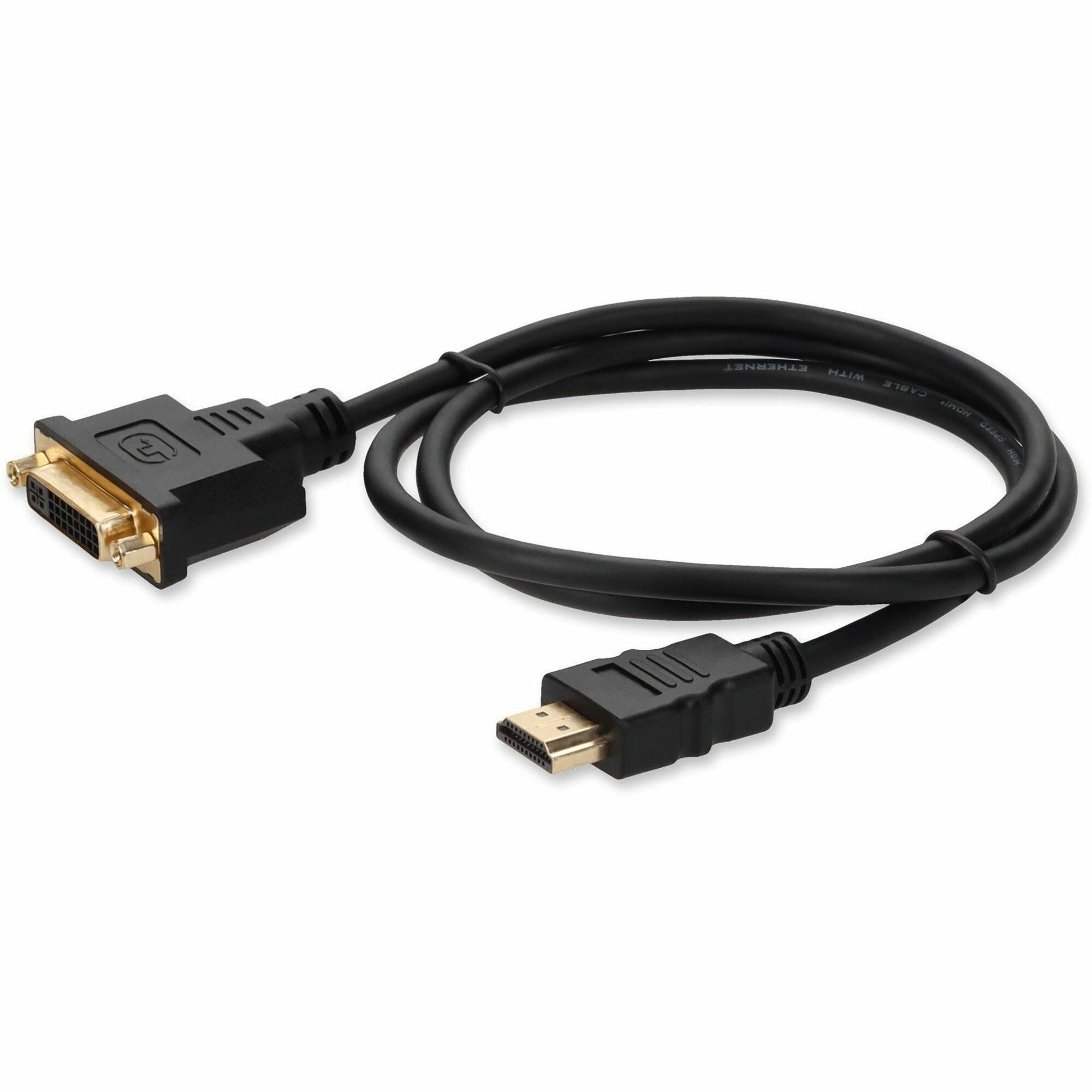 AddOn 8in HDMI 1.3 Male to DVI-D Dual Link (24+1 pin) Female Black Cable For Resolution Up to 2560x1600 (WQXGA) - HDMI2DVIDMF3F